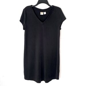 Black V-Neck T-Shirt Dress